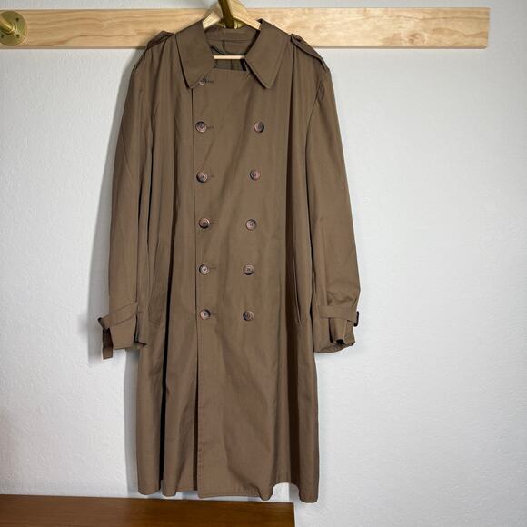 Men's London Fog Traditional Double‎ Breasted Tan Trench Coat Size 46 Regular - Picture 3 of 8
